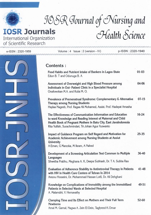 IOSR Journal of Nursing and Health Science