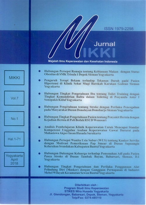 MIKKI Jurnal : Majalah Ilmu Keperawatan dan Kesehatan Indonesia