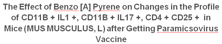 The Effect of Benzo [A] Pyrene on Changes in the Profile of CD11B + IL1 +, CD11B + IL17 +, CD4 + CD25 + in Mice (MUS MUSCULUS, L) after Getting Paramicsovirus Vaccine