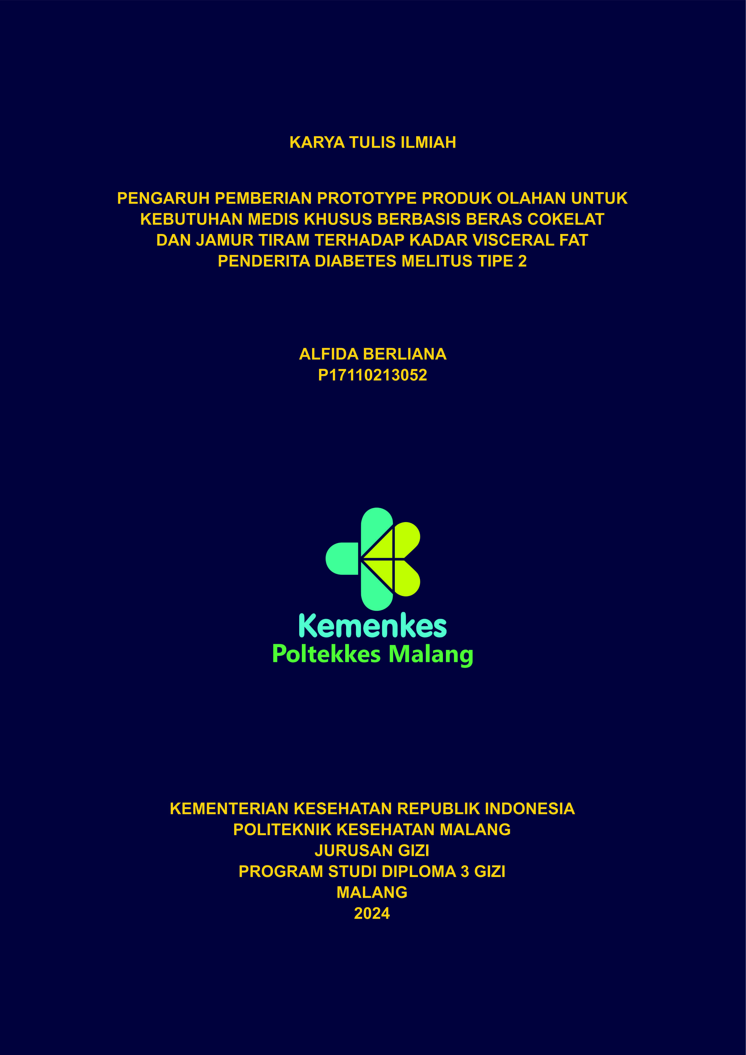 PENGARUH PEMBERIAN PROTOTYPE PRODUK OLAHAN UNTUK KEBUTUHAN MEDIS KHUSUS BERBASIS BERAS COKELAT DAN JAMUR TIRAM TERHADAP KADAR VISCERAL FAT PENDERITA DIABETES MELITUS TIPE 2