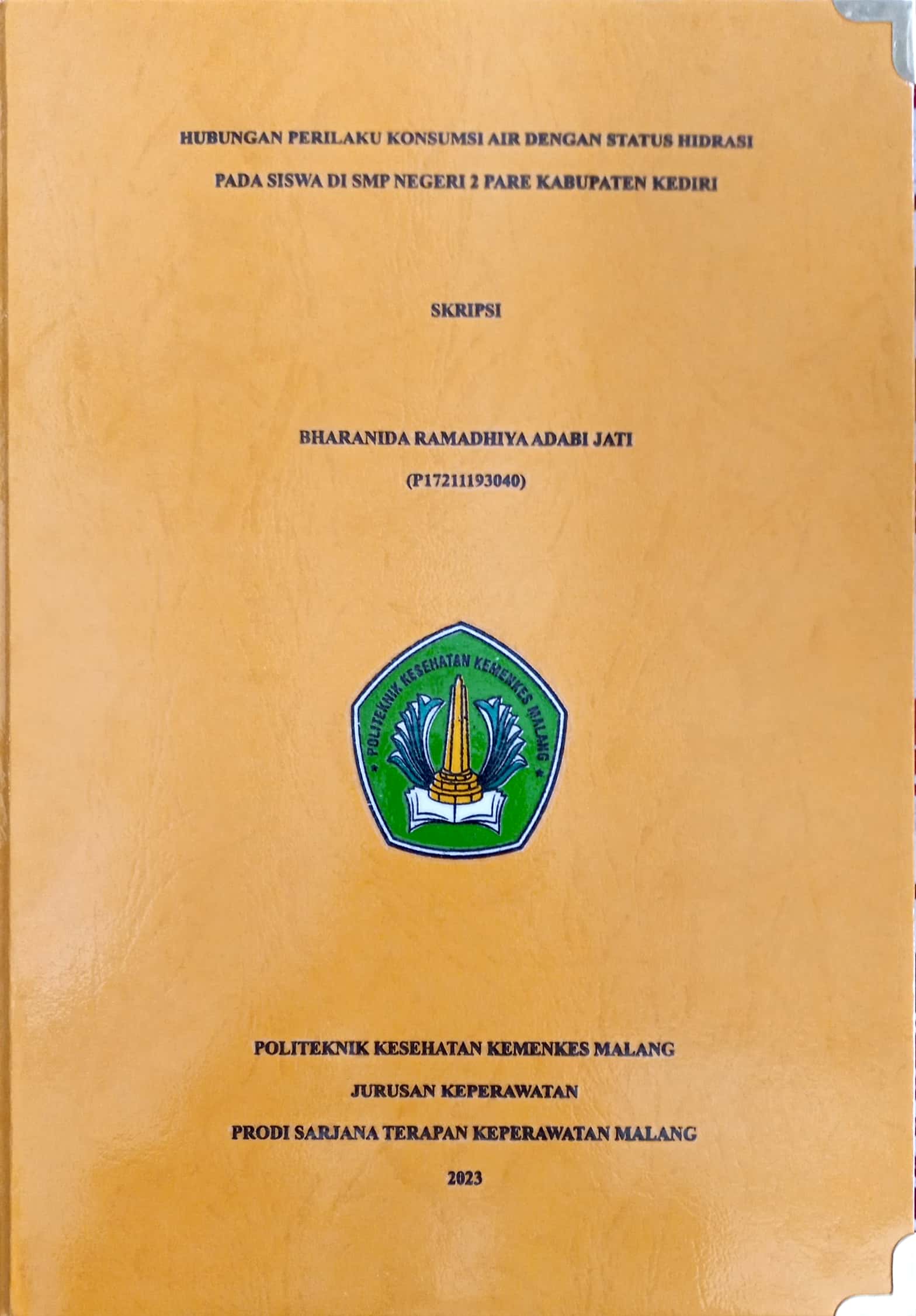 HUBUNGAN PERILAKU KONSUMSI AIR DENGAN STATUS HIDRASI PADA SISWA DI SMP NEGERI 2 PARE KABUPATEN KEDIRI