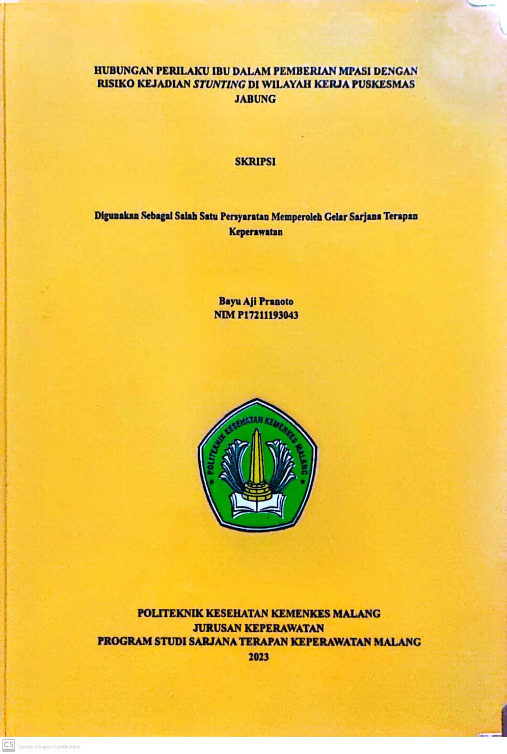 HUBUNGAN PERILAKU IBU DALAM PEMBERIAN MPASI DENGAN  RISIKO KEJADIAN STUNTING DI WILAYAH KERJA PUSKESMAS JABUNG