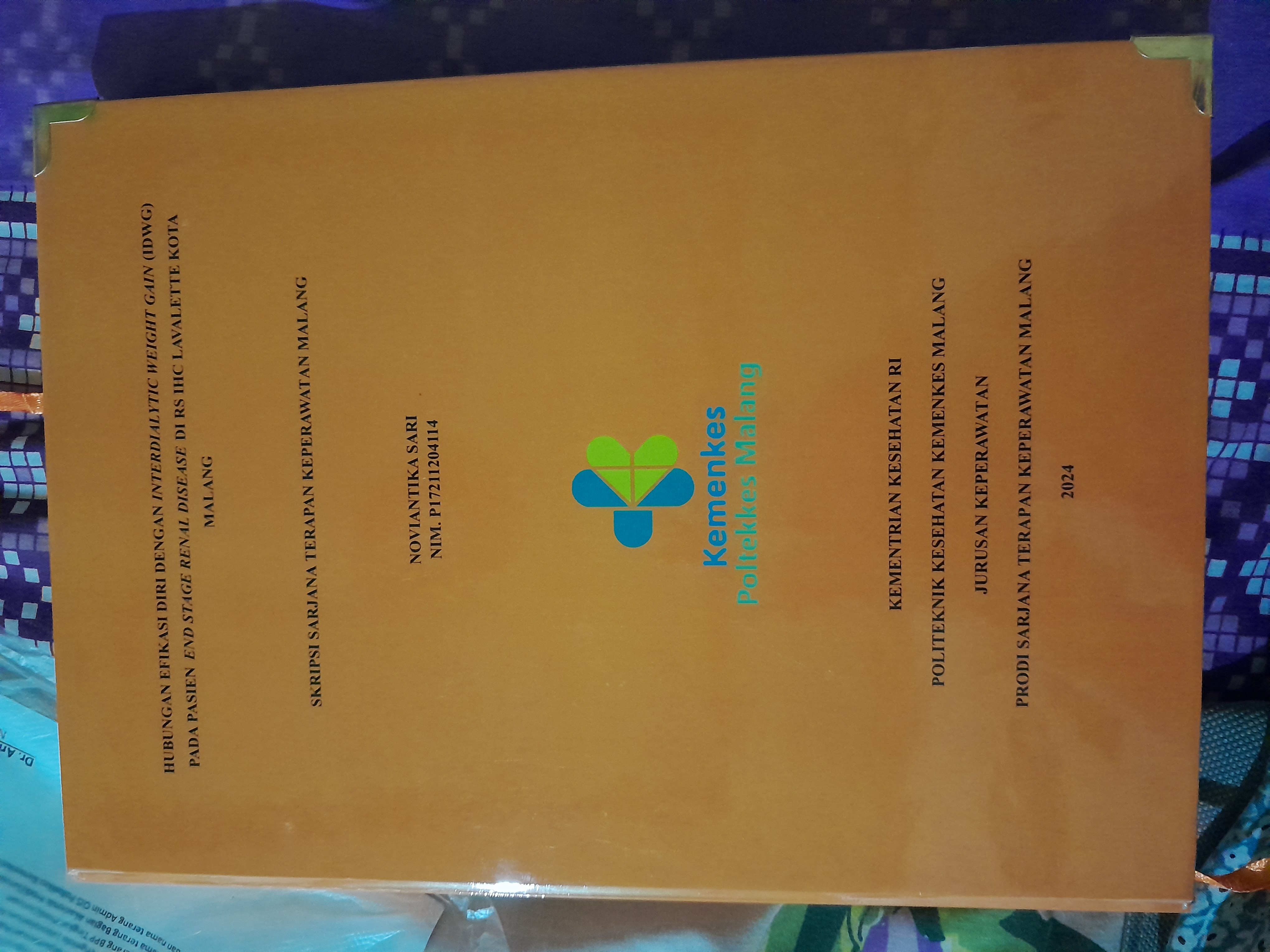 HUBUNGAN EFIKASI DIRI DENGAN INTERDIALYTIC WEIGHT GAIN  (IDWG) PADA PASIEN END STAGE RENAL DISEASE DI RS IHC  LAVALETTE KOTA MALANG