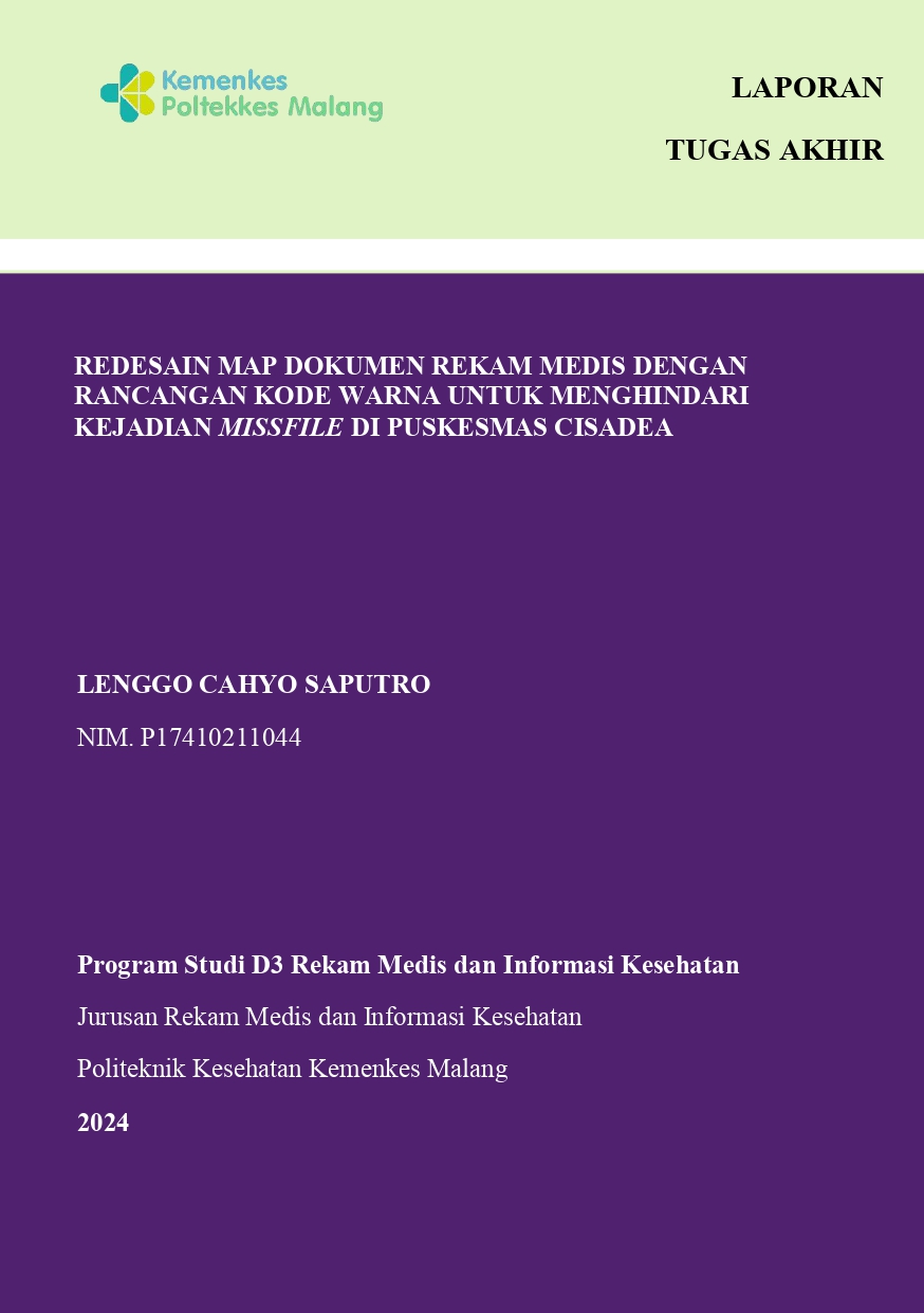 REDESAIN MAP DOKUMEN REKAM MEDIS DENGAN  RANCANGAN KODE WARNA UNTUK MENGHINDARI  KEJADIAN MISSFILE DI PUSKESMAS CISADEA