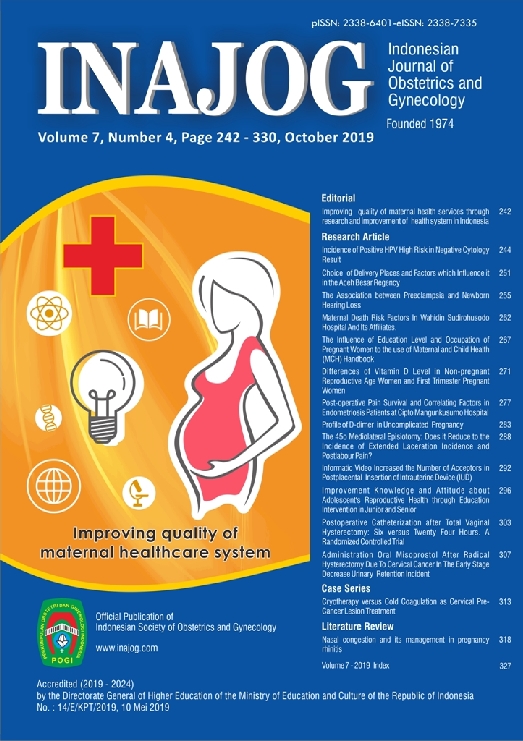 Indonesian Journal of Obstretric Gynecology (INAJOG) 